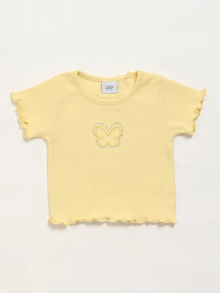 HOP Kids Yellow Self-Striped Top