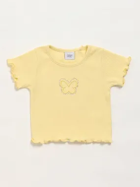 HOP Kids Yellow Self-Striped Top