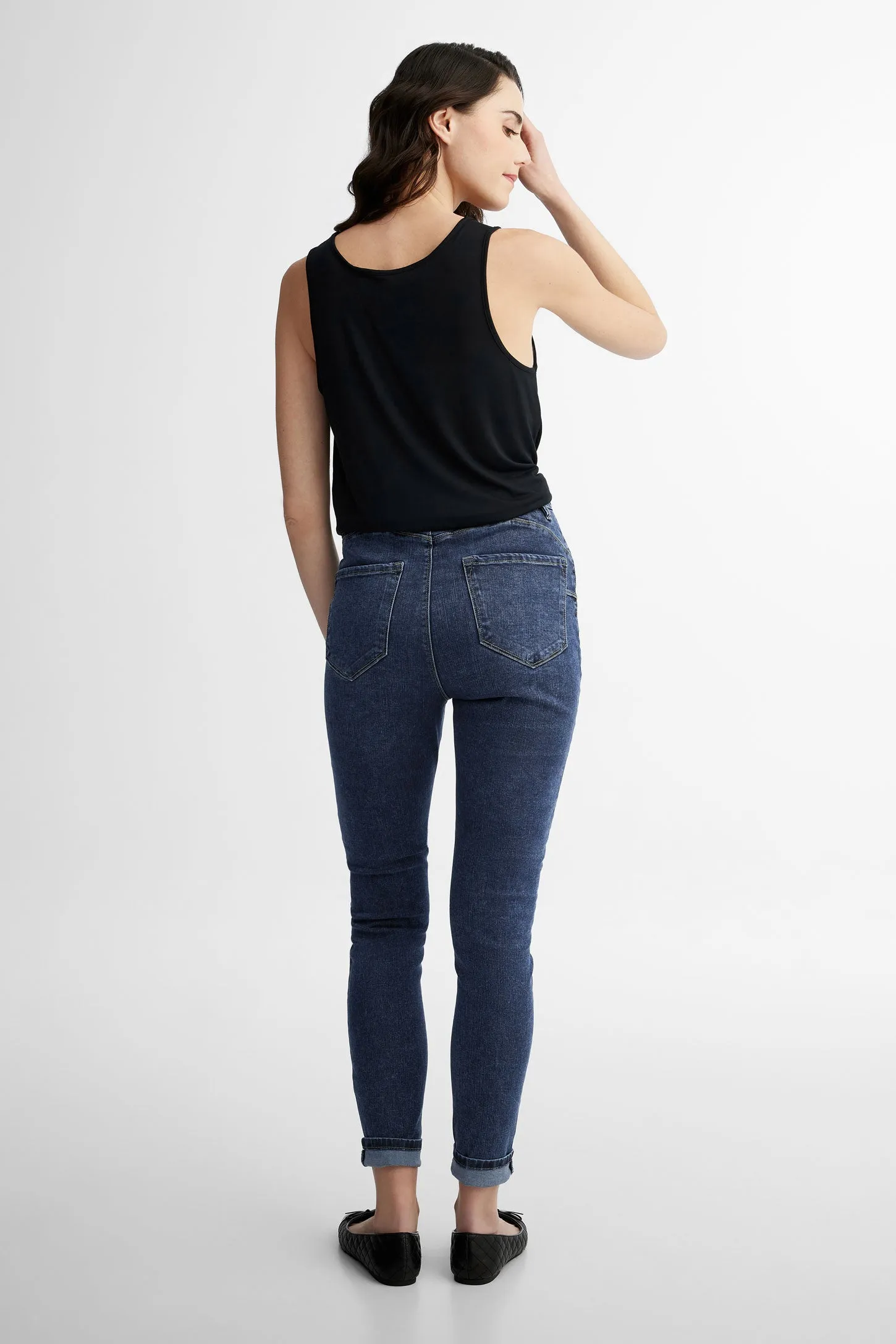 Jeans taille haute coupe ajustée en Lyocell - Femme