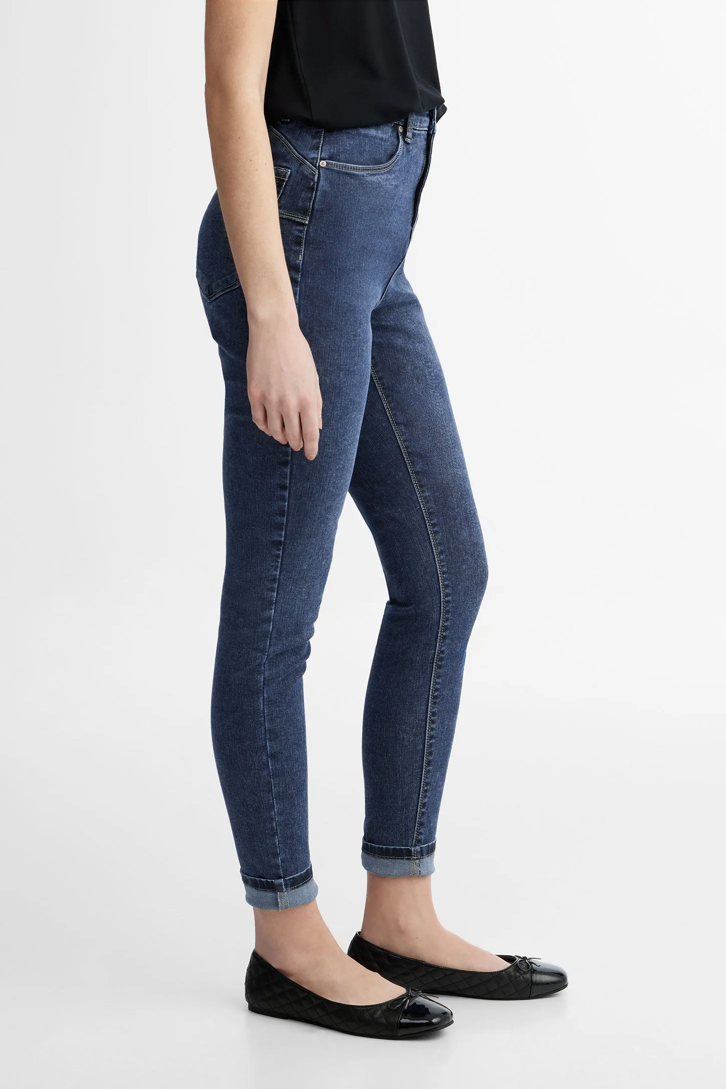 Jeans taille haute coupe ajustée en Lyocell - Femme