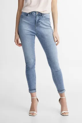 Jeans taille haute coupe ajustée en Lyocell - Femme