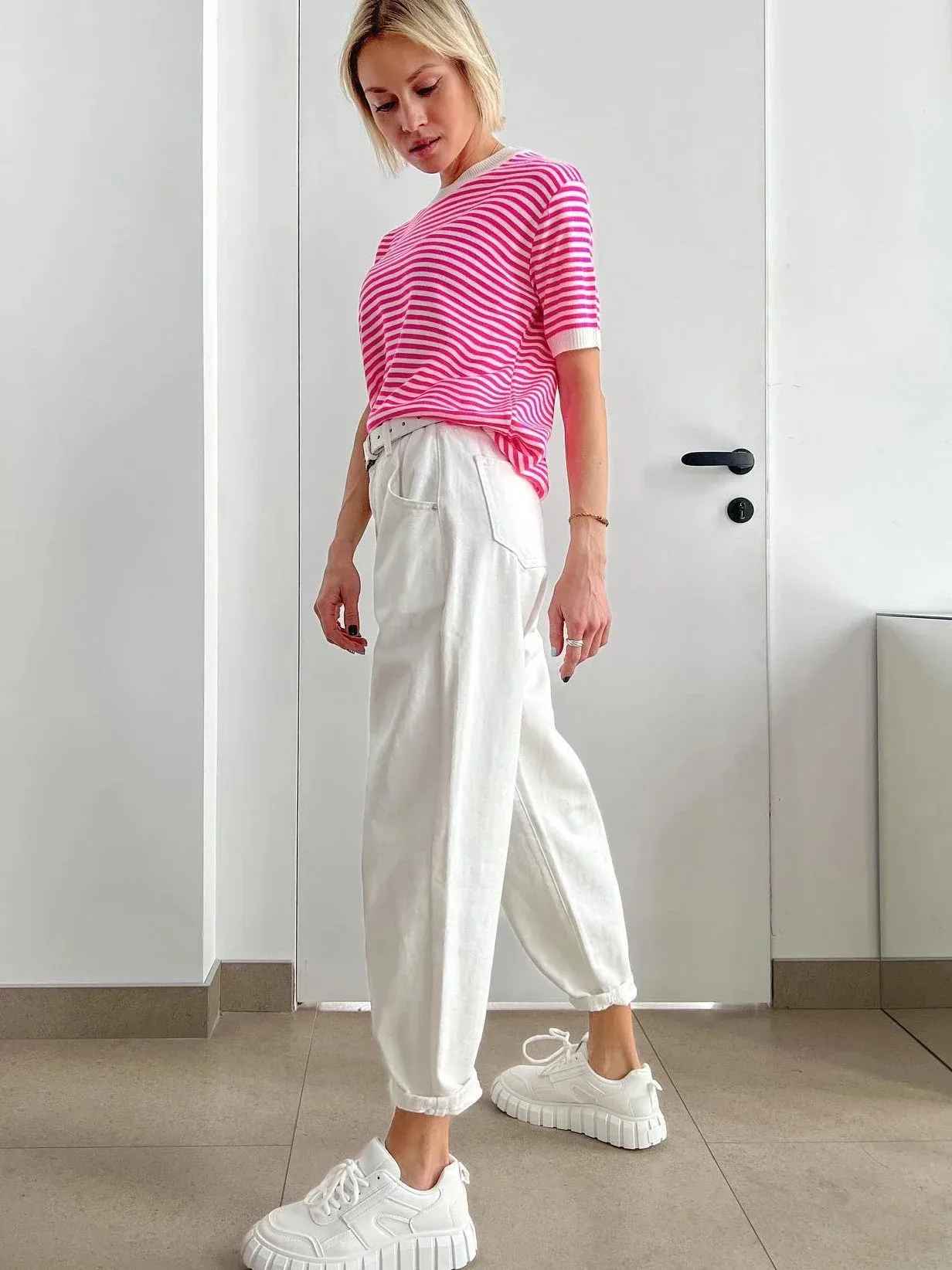 Kara Candy Color Breton Stipe Knit Tops