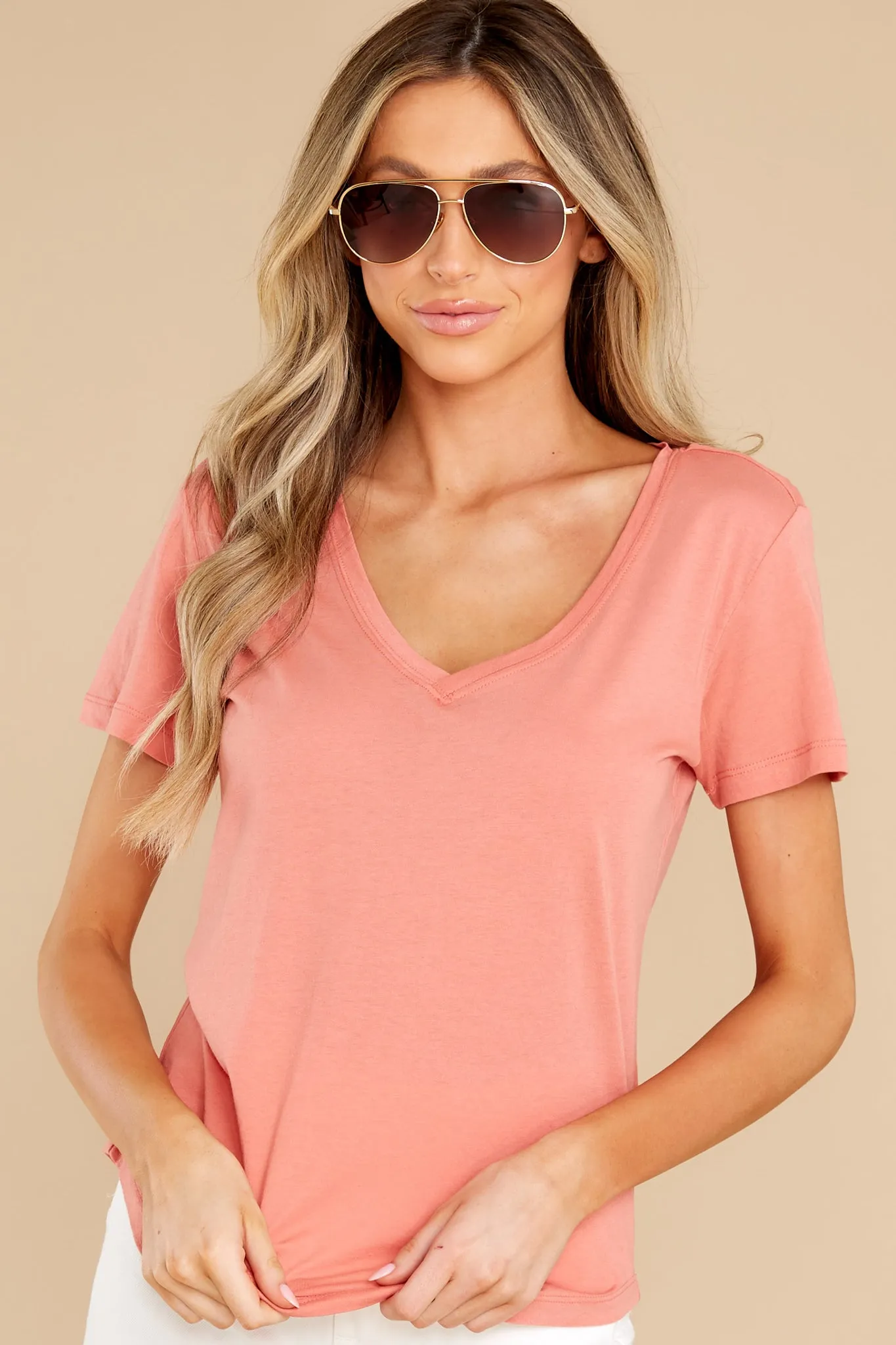 Kasey Canyon Rose Modal V-Neck Tee