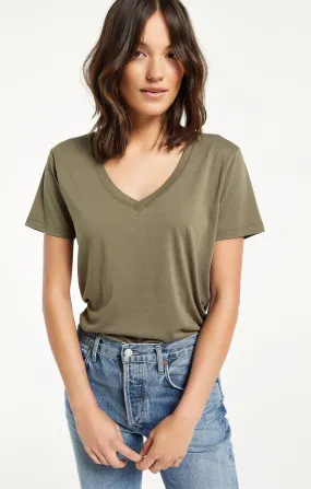 Kasey Modal V-Neck Tee - Dusty Olive
