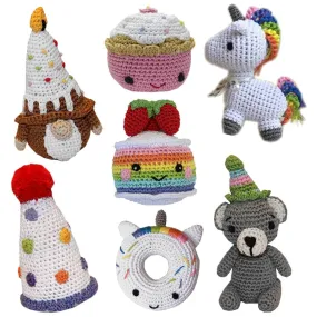 Knit Knacks Organic Cotton Pet & Dog Toys, "Happy Birthday Group"