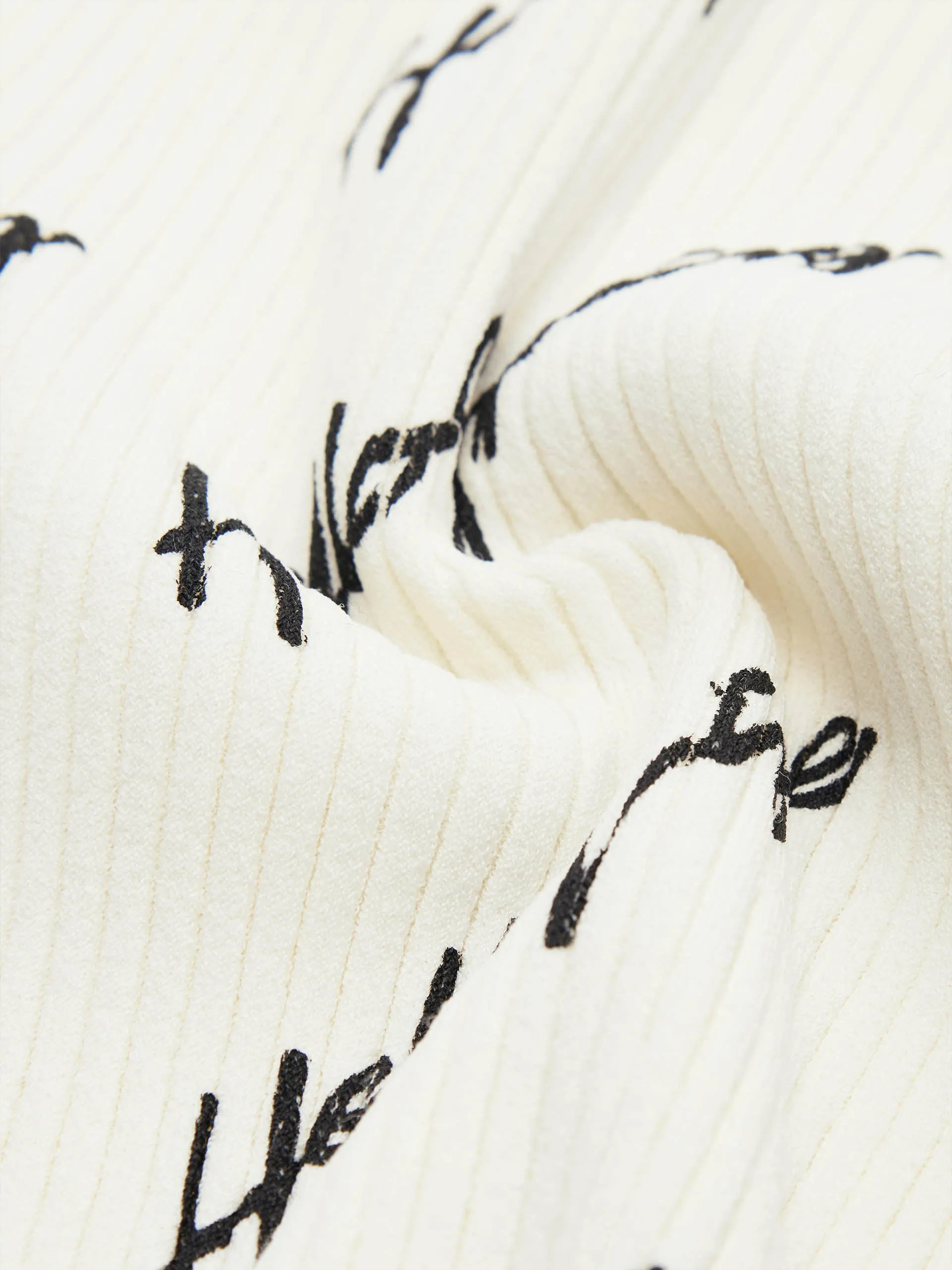 Letter Print Ribbed Knit Top