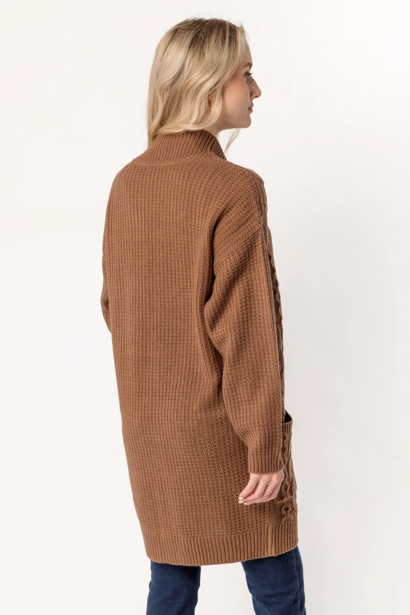 Long Sleeve Cable Knit Cardigan Sweater