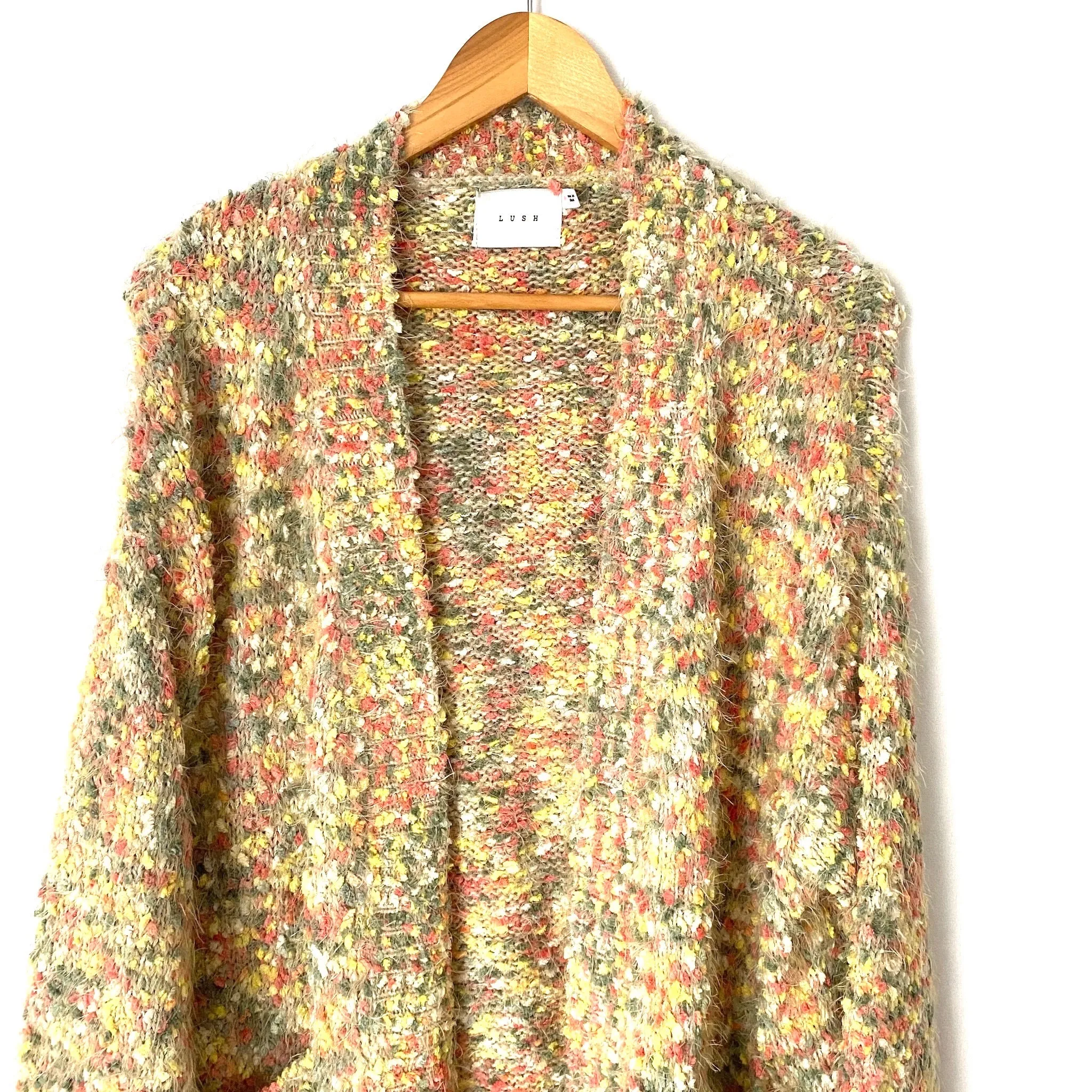 Lush Fuzzy Confetti Knit Open Cardigan- Size M