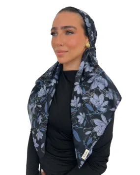 Midnight Flower Classic Pre-Tied Bandanna with Velvet Grip