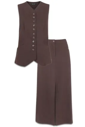 Mila Linen Blend Waistcoat & Midi Skirt