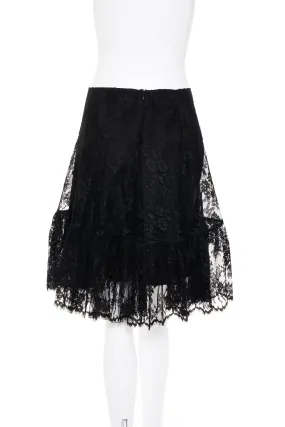 Morgane Lefey Black Lace Midi Skirt Size M