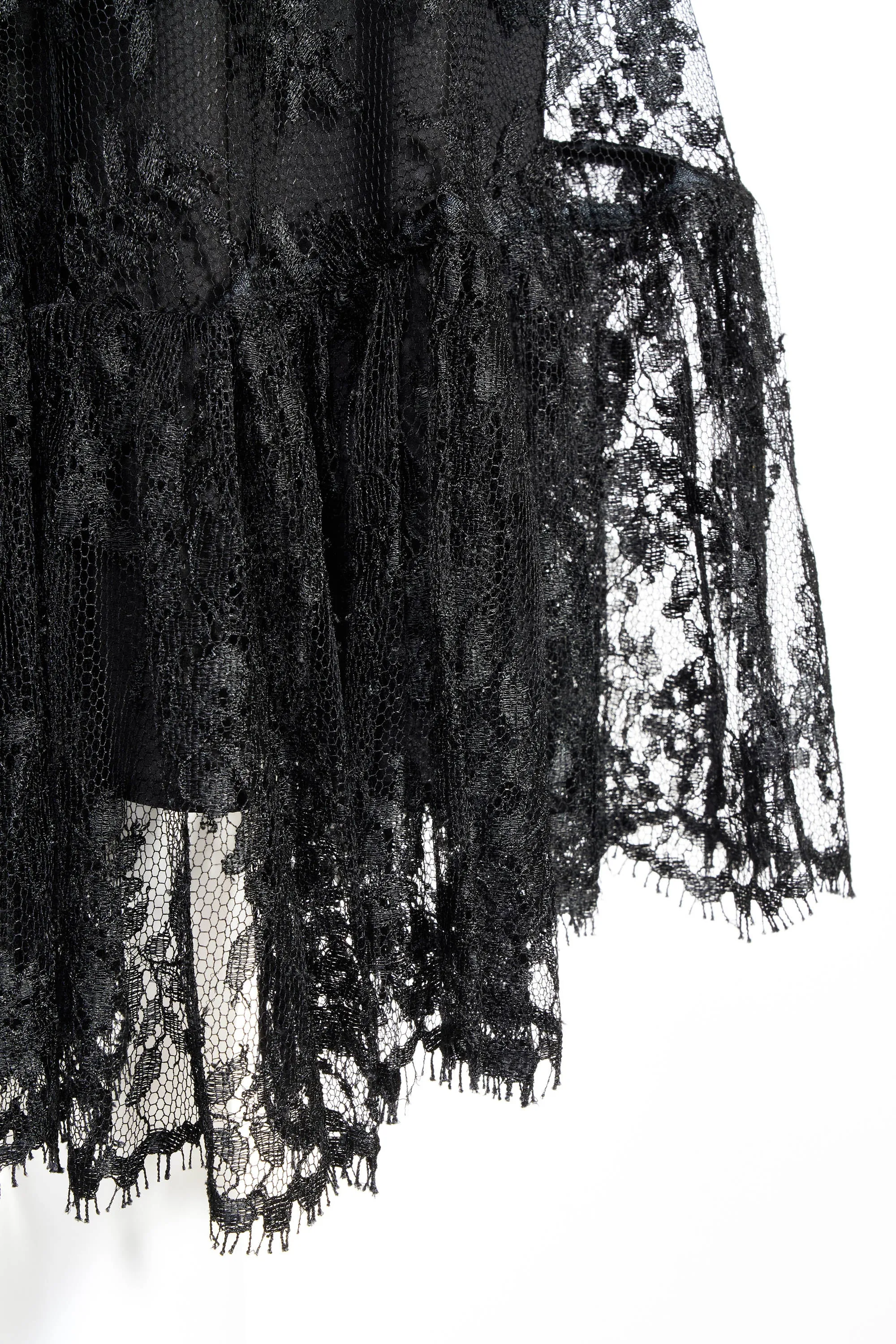 Morgane Lefey Black Lace Midi Skirt Size M