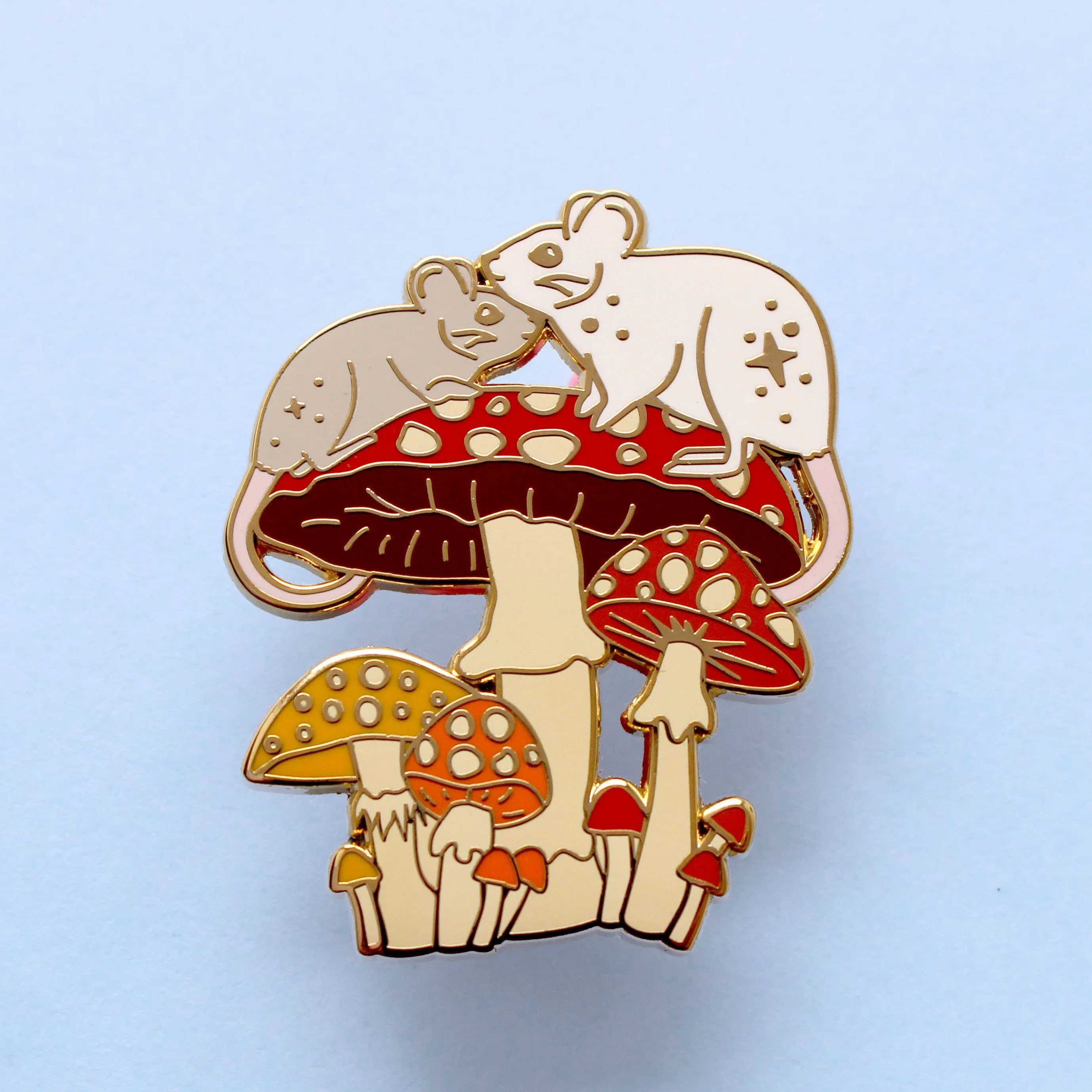 Mushroom Mice Enamel Pin