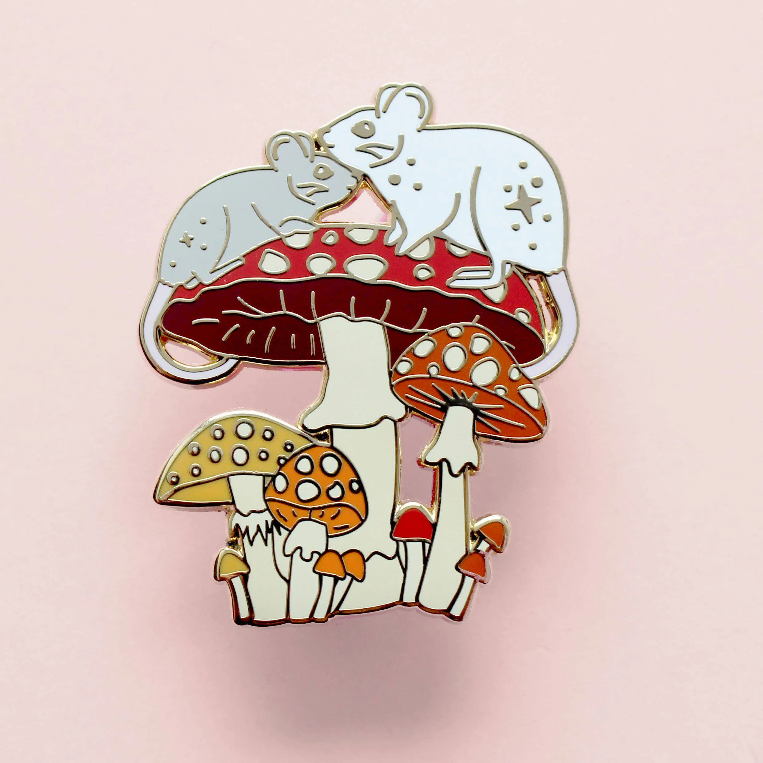 Mushroom Mice Enamel Pin