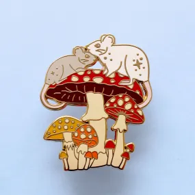 Mushroom Mice Enamel Pin