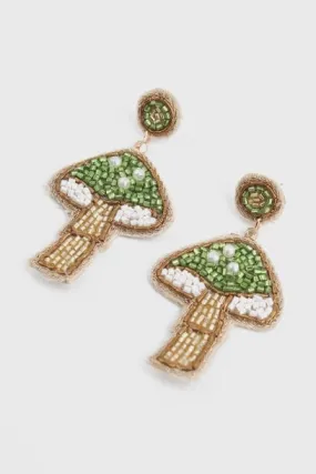 My Doris Green Mushroom Beaded Earrings