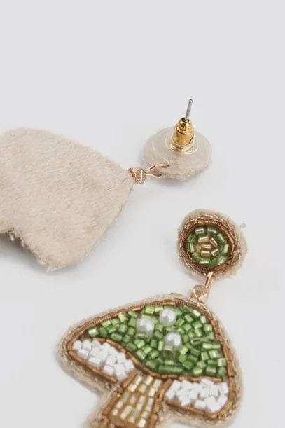 My Doris Green Mushroom Beaded Earrings