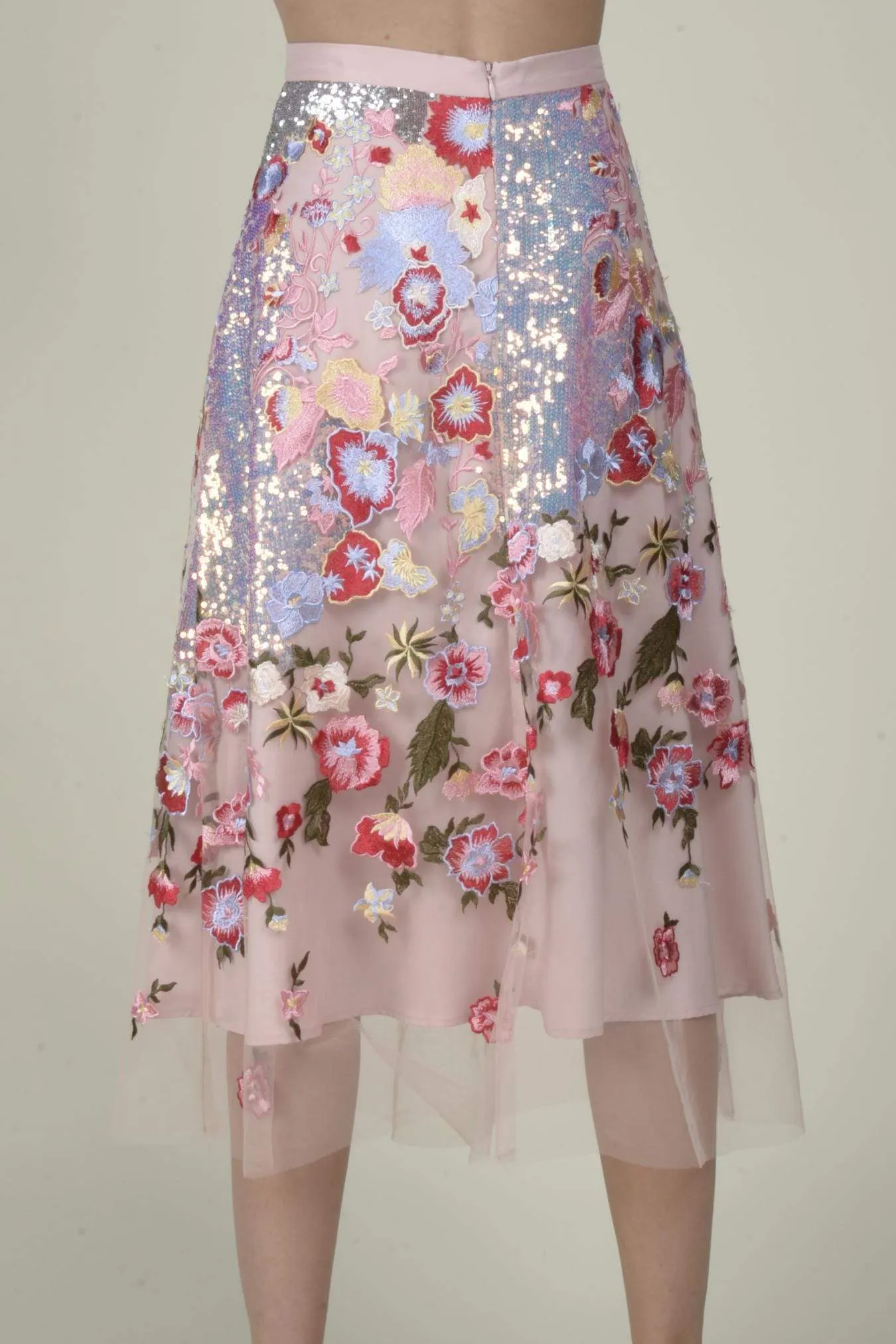 Nicola Sequins Midi Skirt - Crepe Soufflé