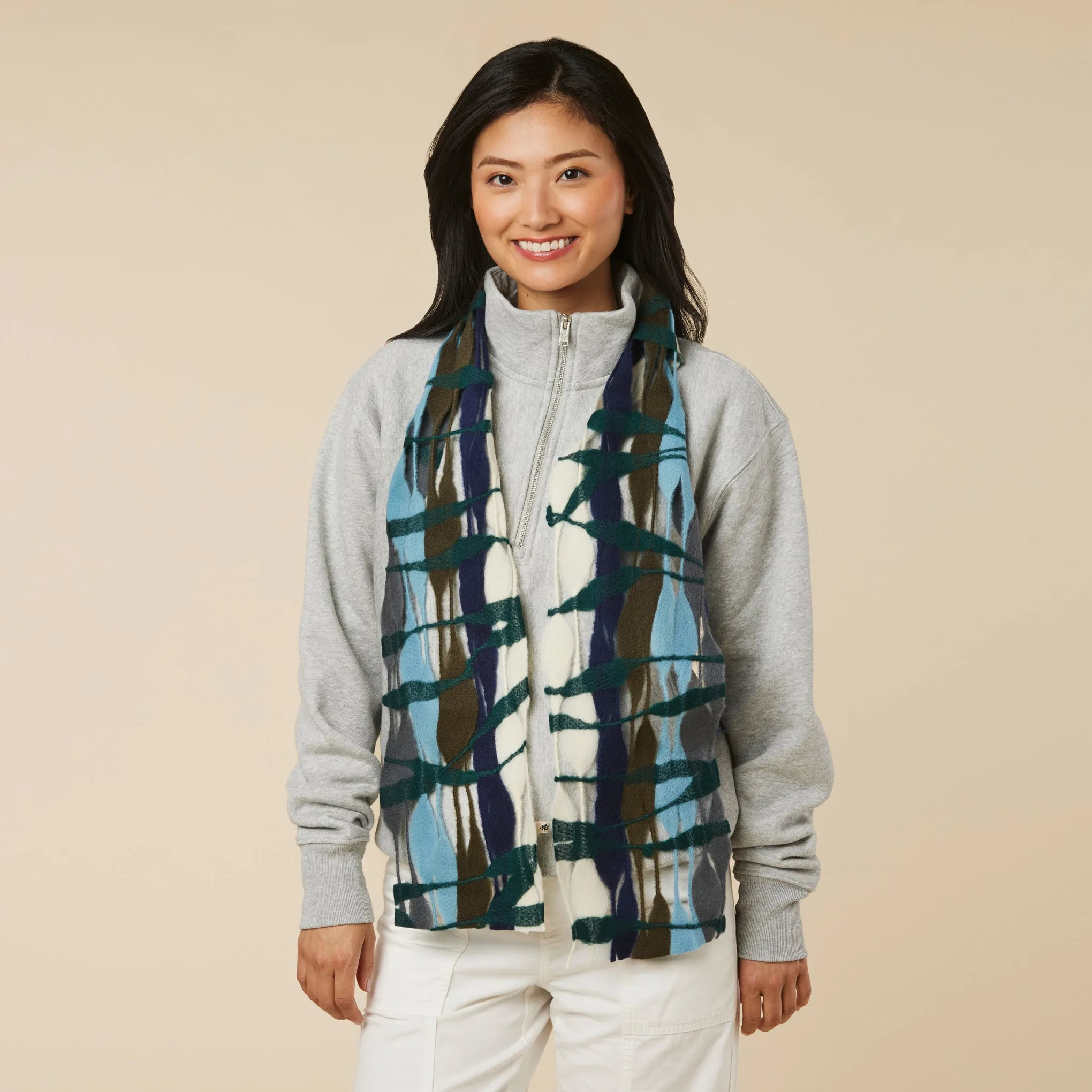 Nuno Threadstray Felted Wool Scarf - Cool Multi
