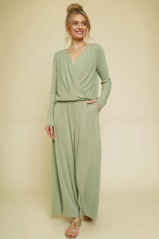 Plunging Neck Top - Sage