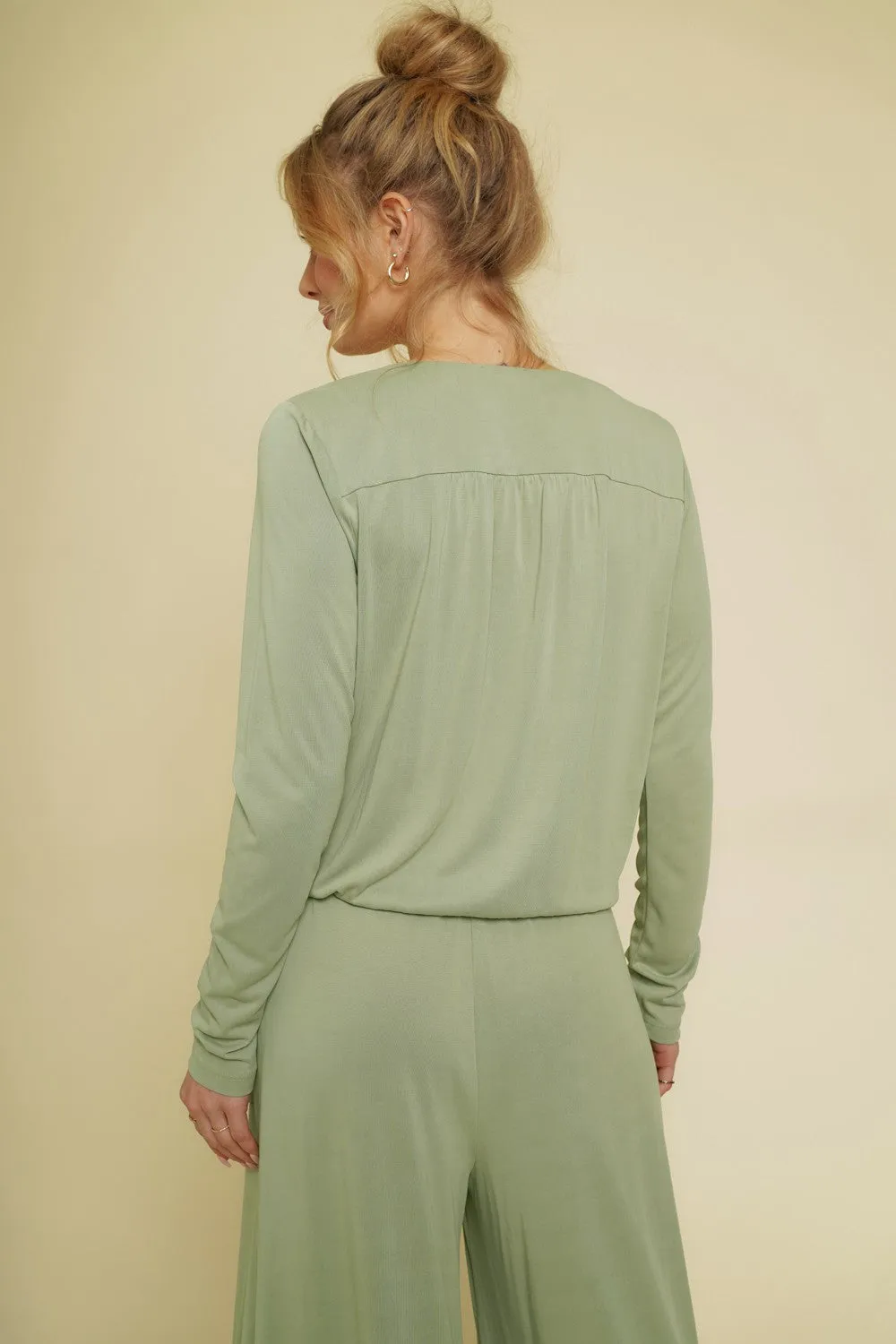 Plunging Neck Top - Sage