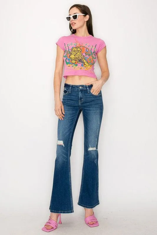 Plus Size - Low Rise Stretch Vintage Flare Jeans