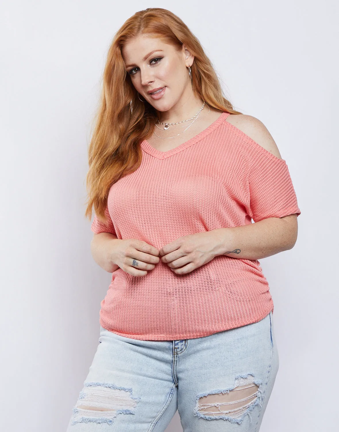 Plus Size Renee Cold Shoulder Knit Top