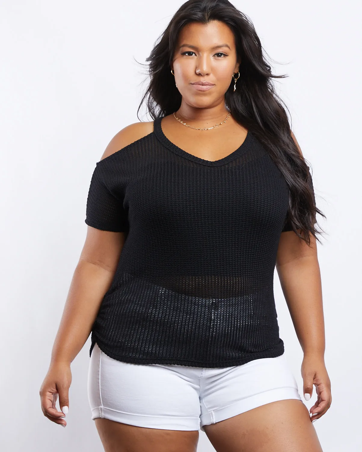 Plus Size Renee Cold Shoulder Knit Top