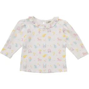 Princess Print Ruffle Collar Top