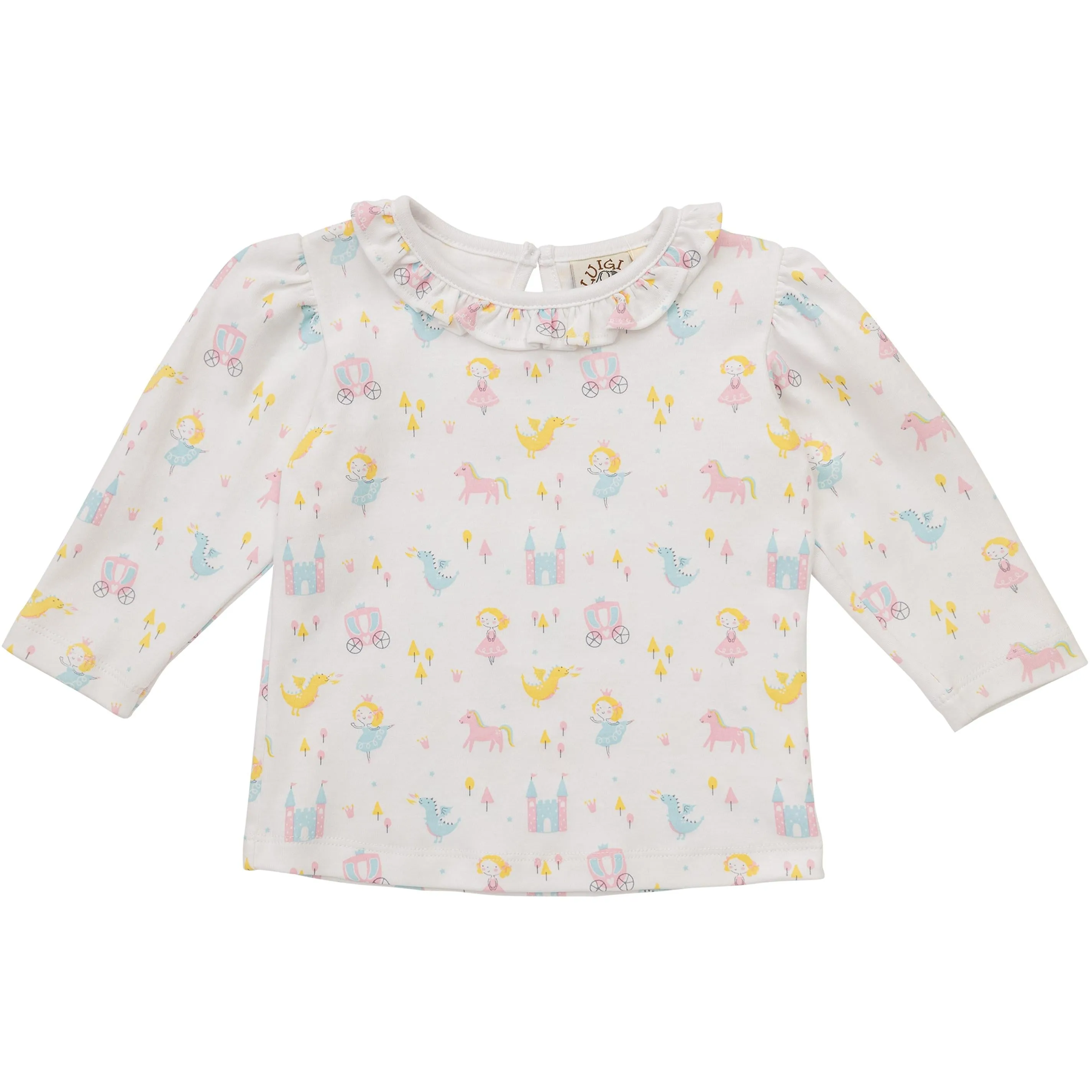 Princess Print Ruffle Collar Top