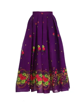 Purple Long pleated Skirt
