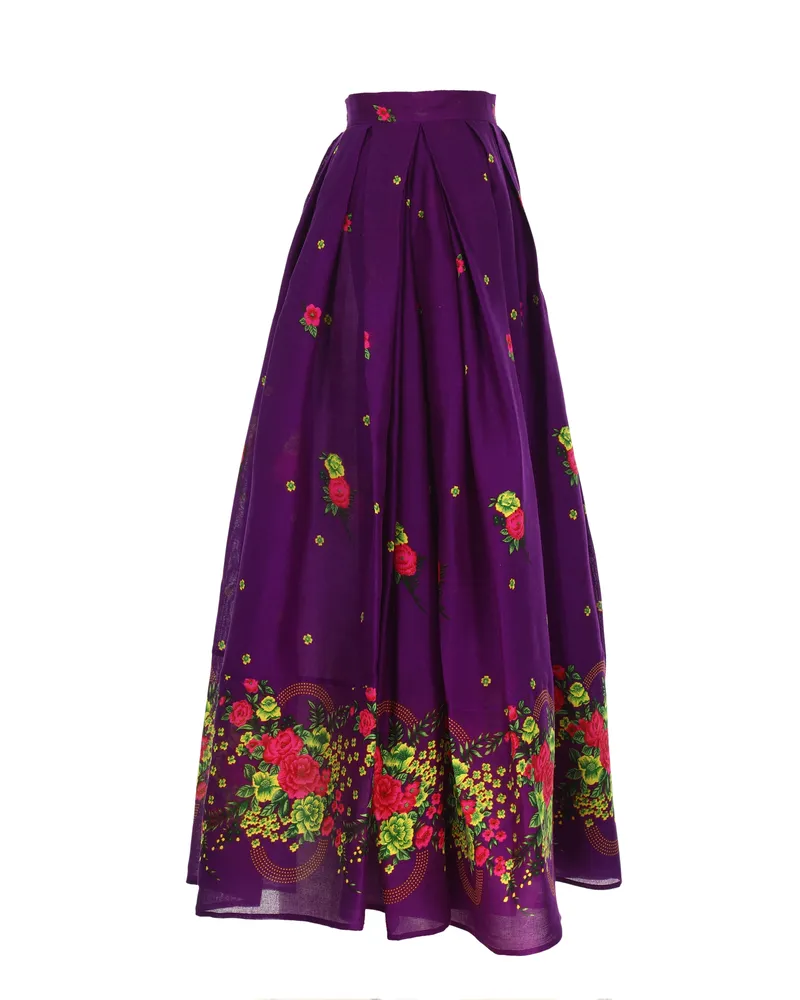 Purple Long pleated Skirt