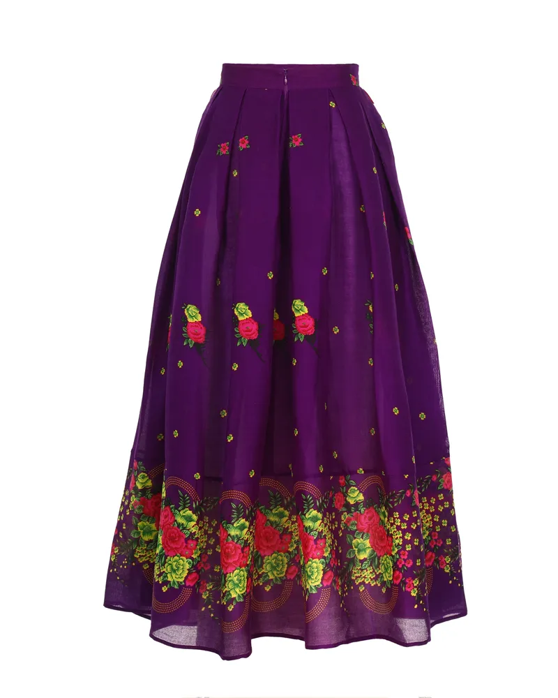 Purple Long pleated Skirt