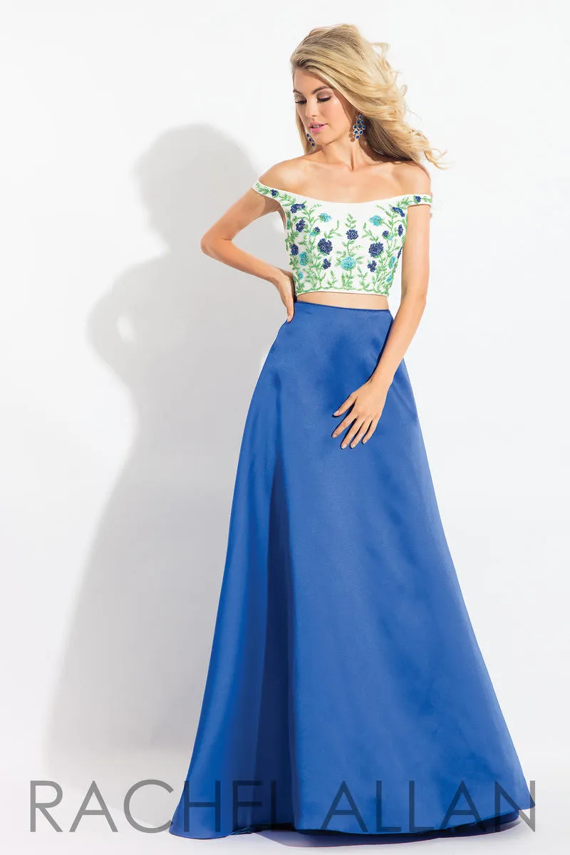 Rachel Allan 6081 White Royal 2 Piece A-Line Dress with Pockets