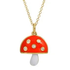 Red Enamel Mushroom Necklace