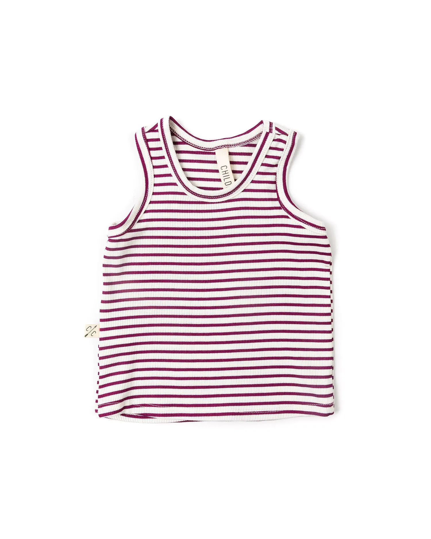 rib knit tank top CO - mulberry stripe