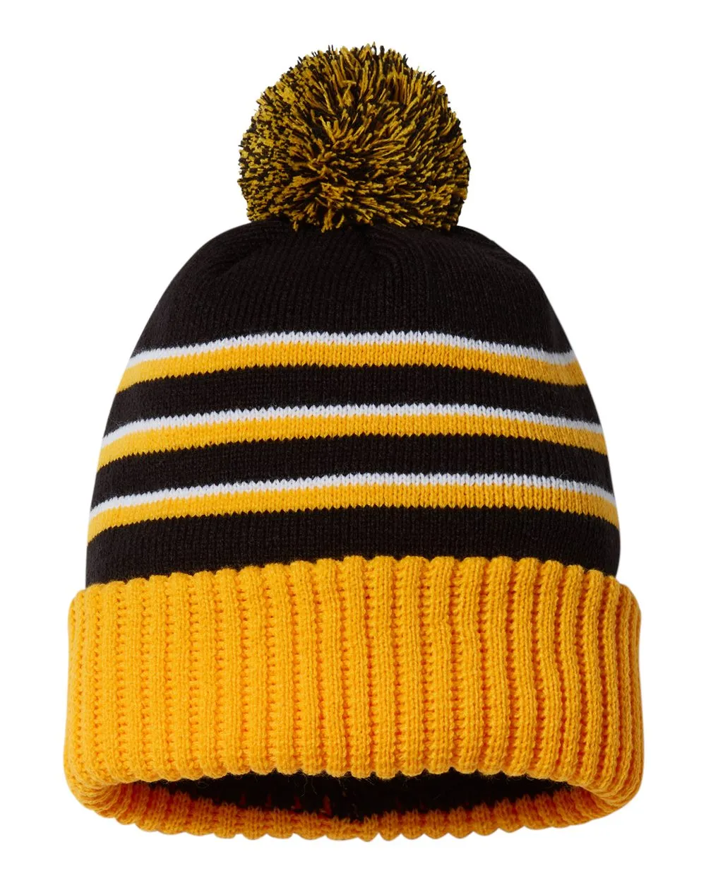 Richardson Pom Cuffed Custom Beanies, Black/ Gold
