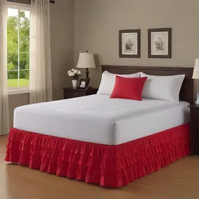 Ruffle Bed Skirt 1Pc Egyptian Cotton 1000TC Red
