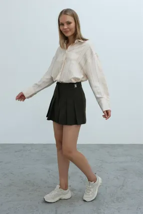 RYN Pleated Shorts Skirt - Khaki - Aves