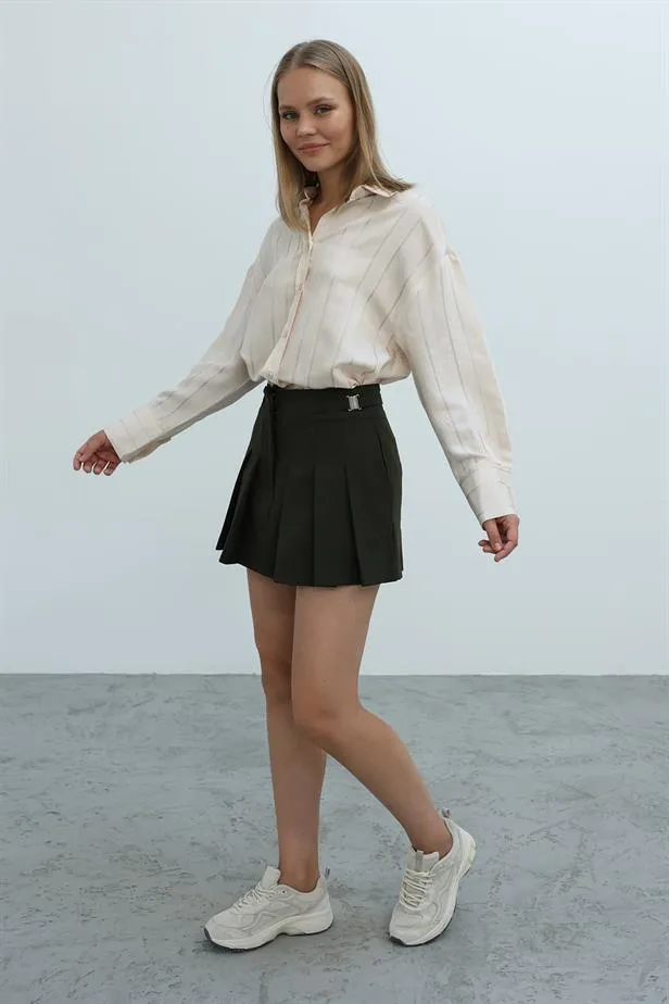 RYN Pleated Shorts Skirt - Khaki - Aves