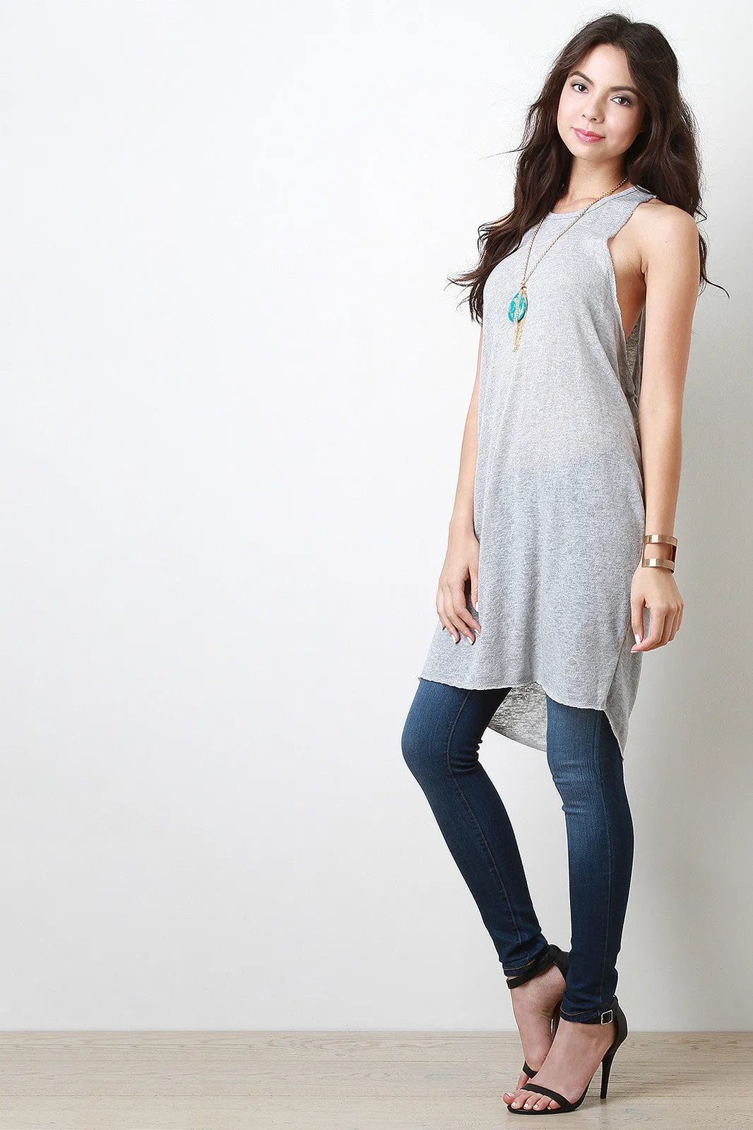 Sheer Knit Drop Arm Top