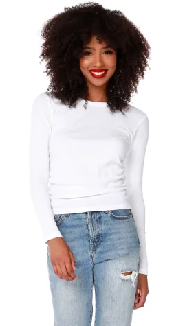 Shirred Side Top - White