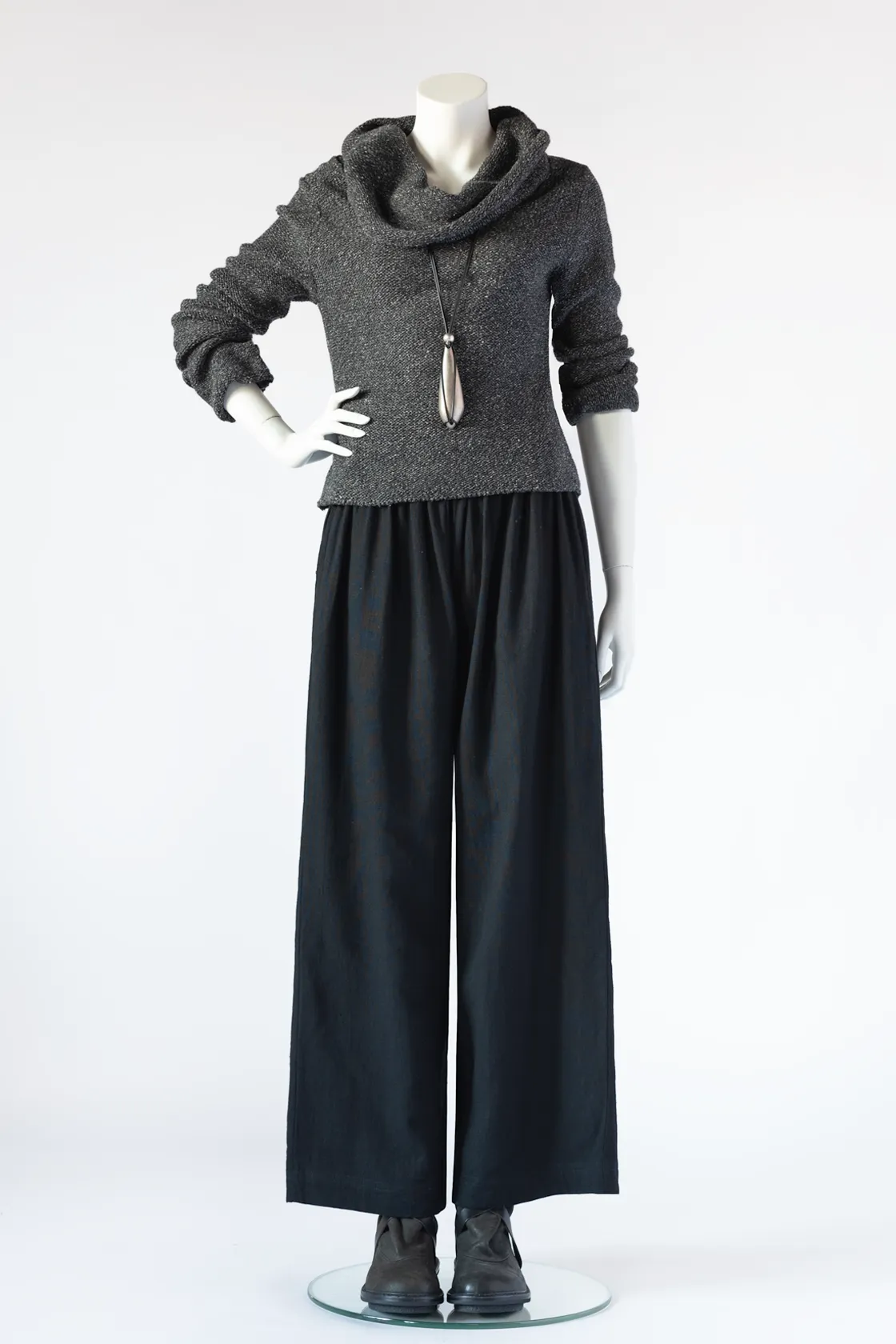 Short Cowl Top in Charcoal Aspen
