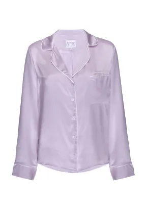 Silk Charmeuse Long Sleeved PJ Top: Lilac