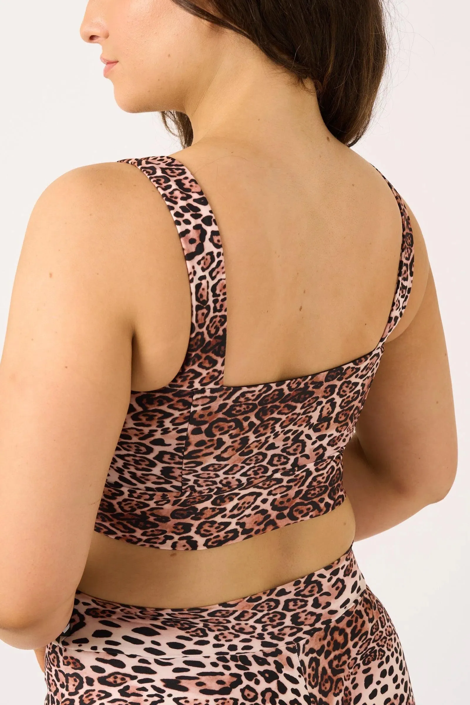 Silky Square Neck Comfort Crop Top - Natural Primal Animal