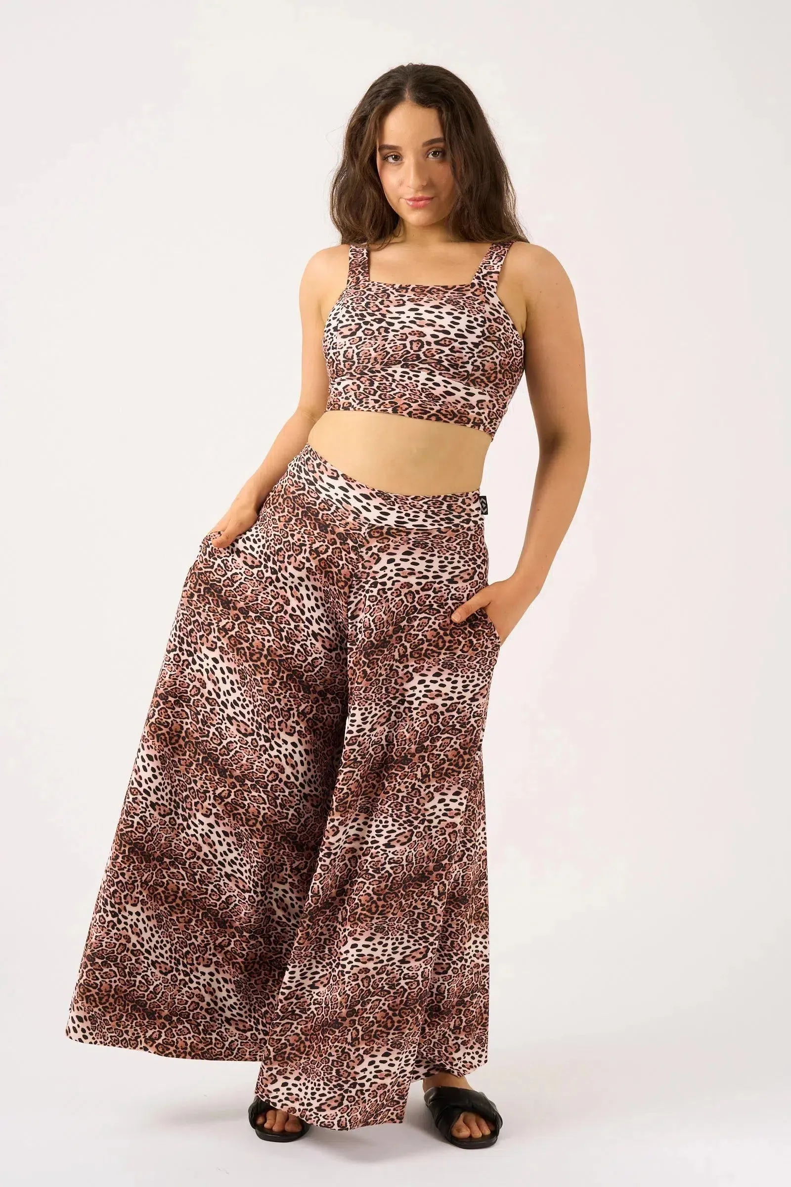Silky Square Neck Comfort Crop Top - Natural Primal Animal