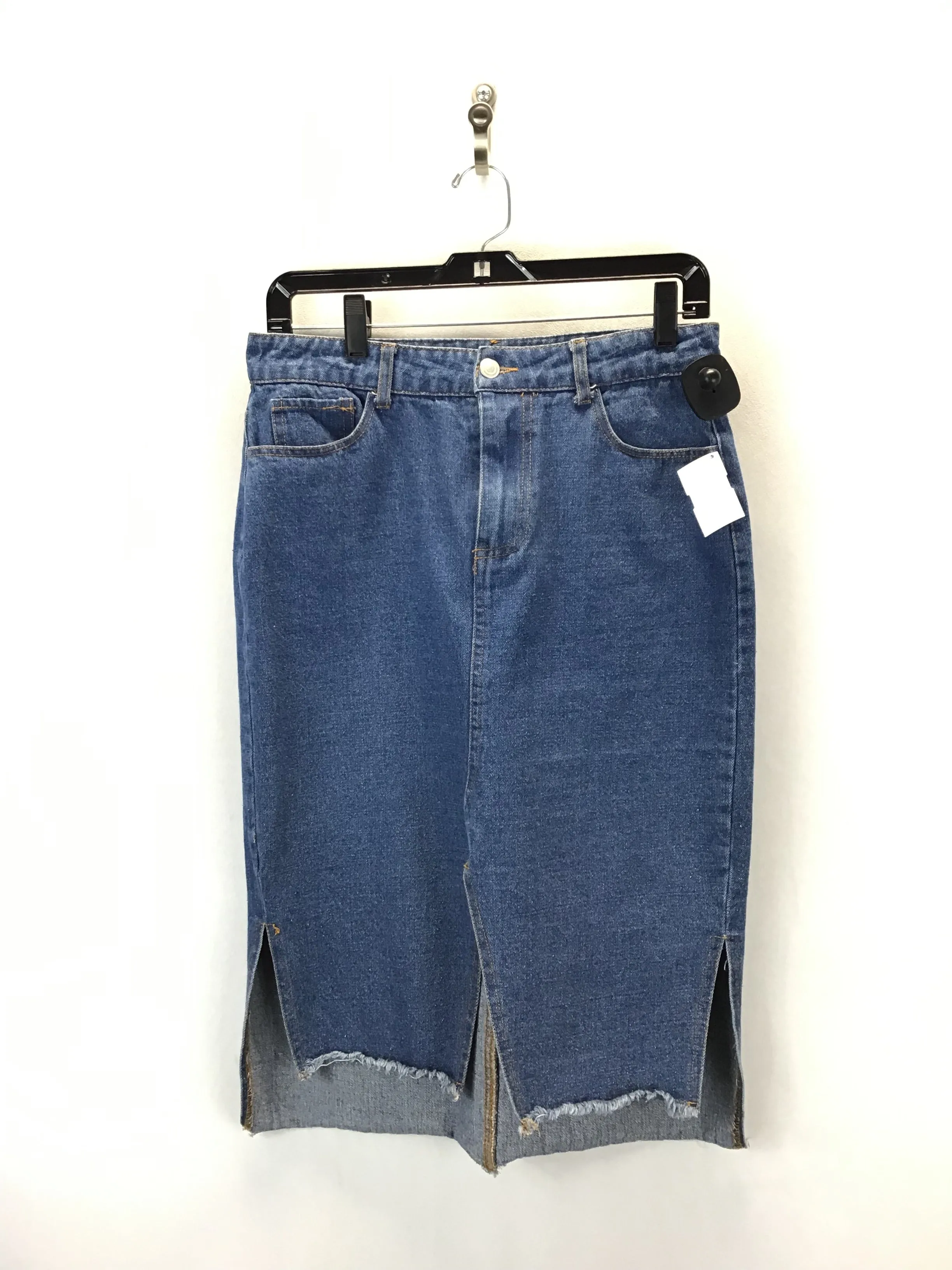 Skirt Midi By Sans Souci In Blue Denim, Size: M