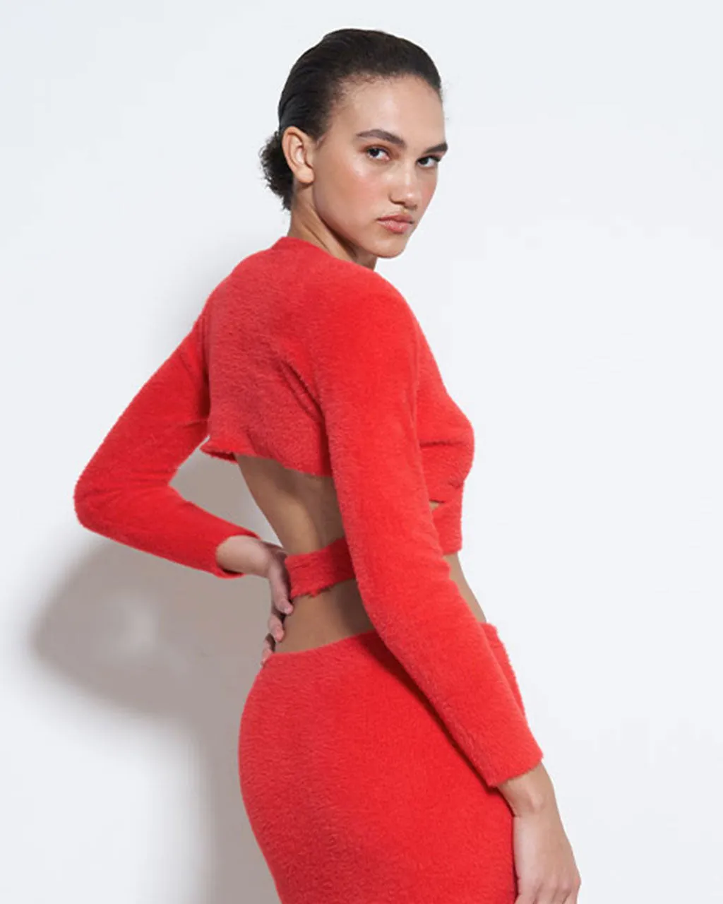 Solanas Top - Red Furry Knit