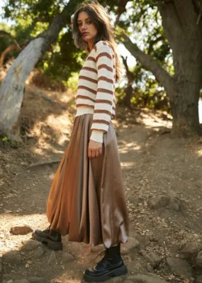 Spandauer, Womens Midi Skirt, Satin Balloon, Bronze