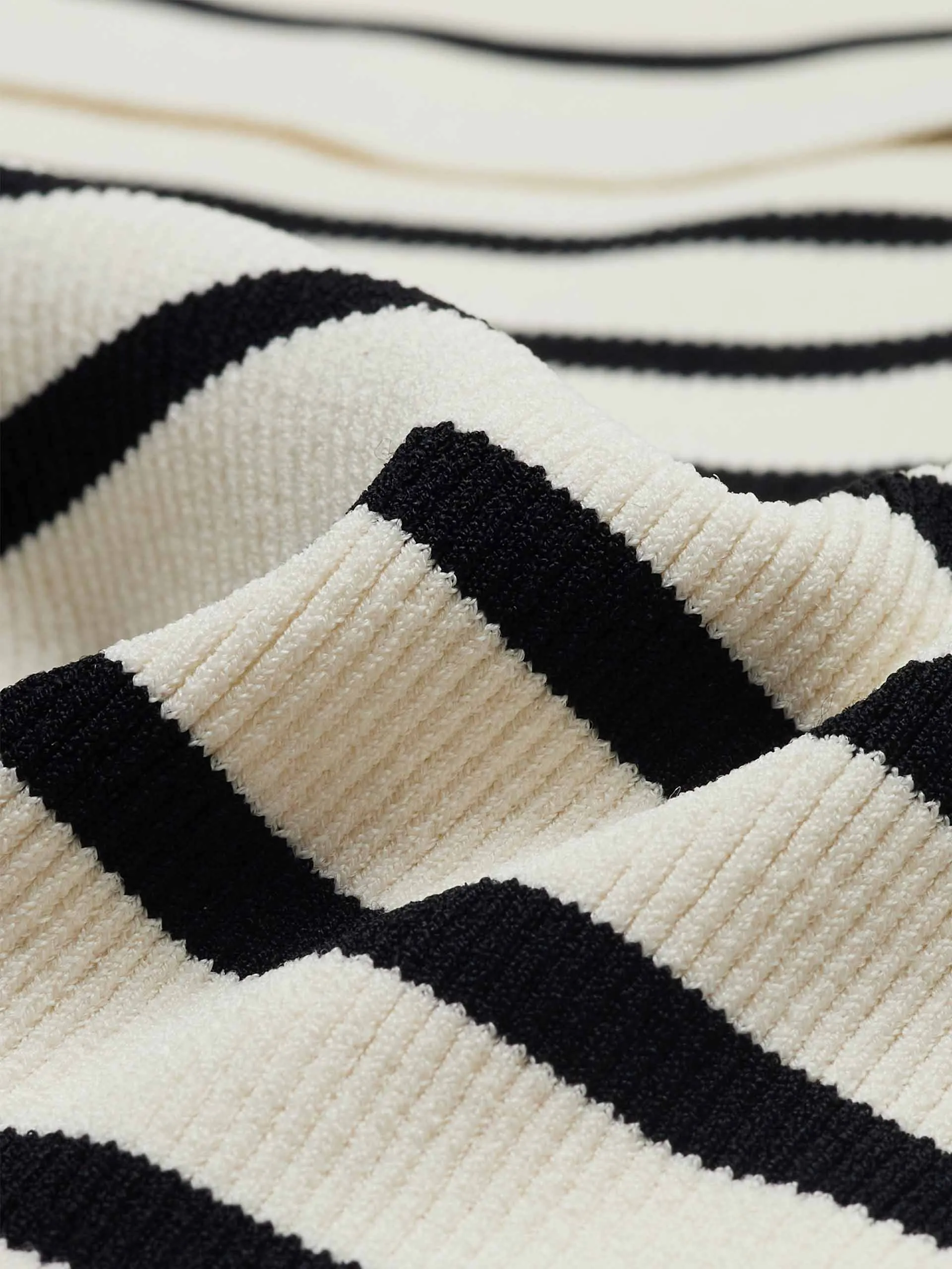 Striped Navy Collar Knit Top
